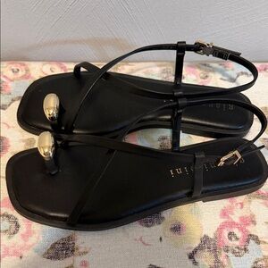 Gianni Bini Black Sandals with Gold Accents
